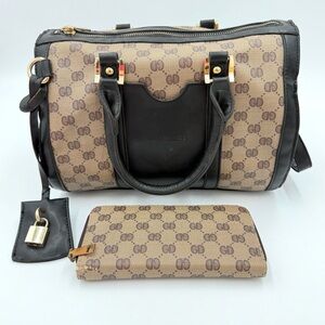 Namiller Black and Brown Leather Shoulder Bag Set With Wallet